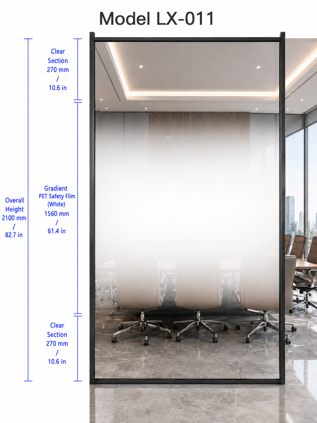 2.10m Width Center Frosted Gradient PET Safety Film-Model LX-011