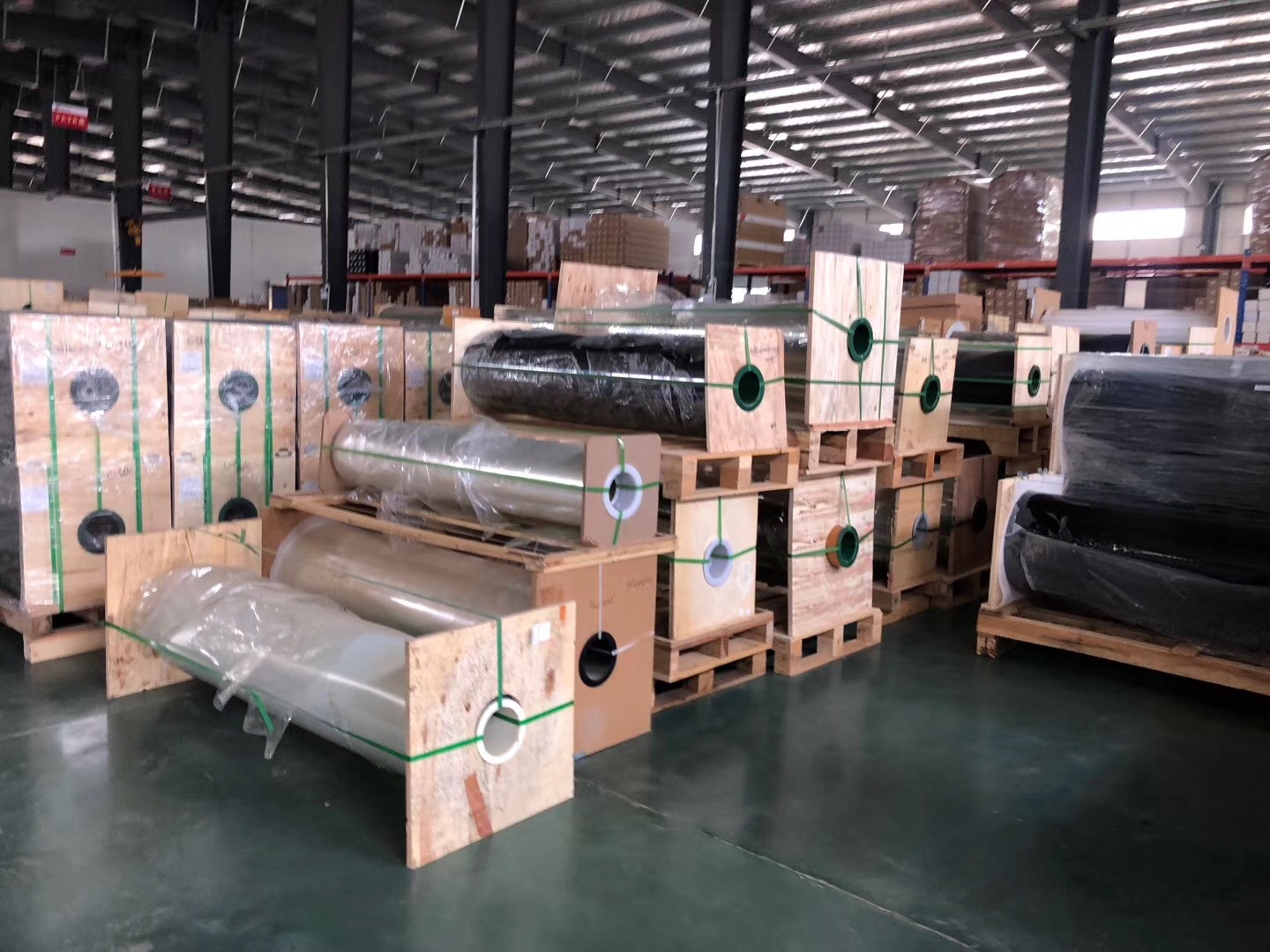 Raw film rolls in the factory
