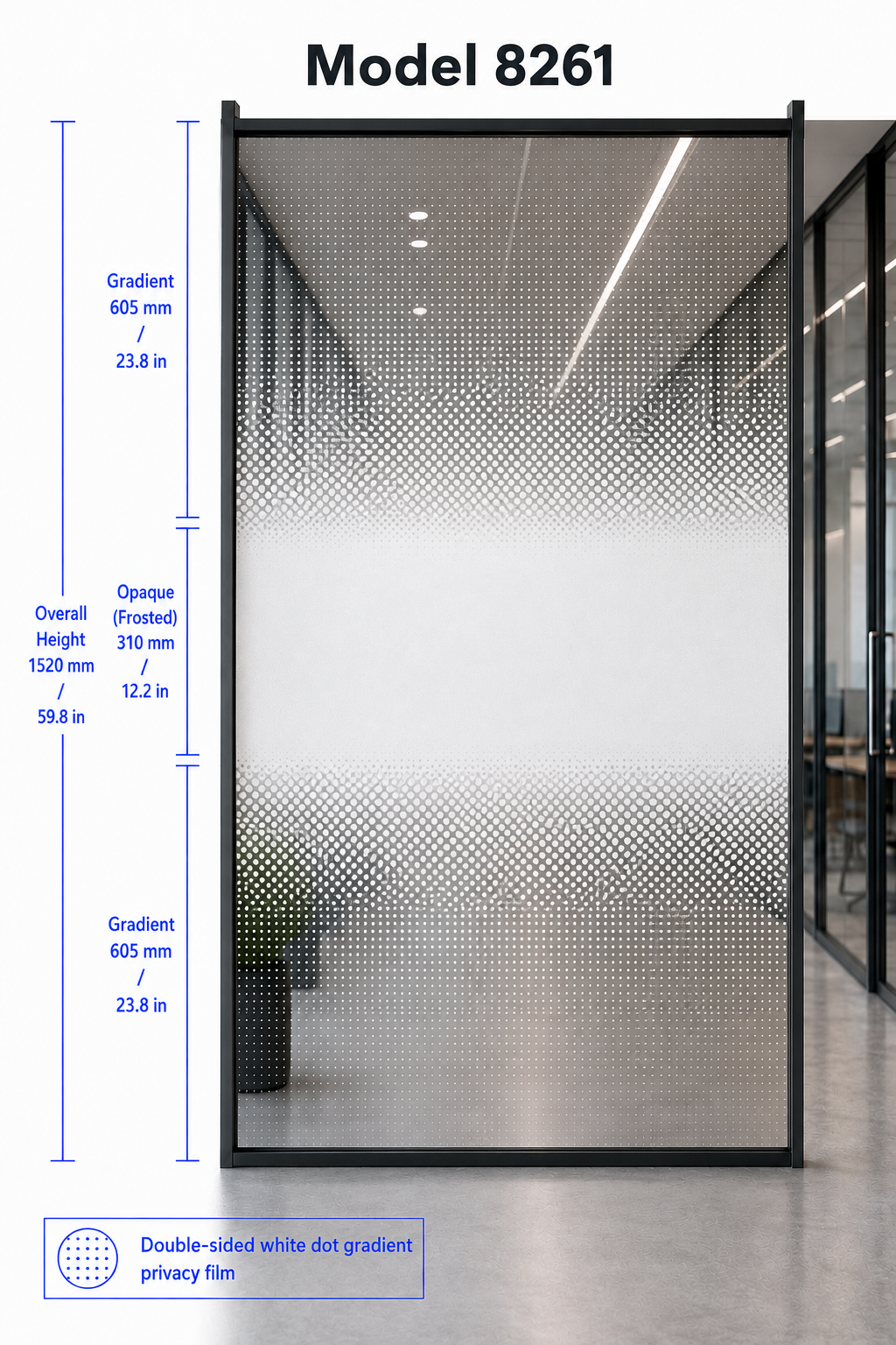 1.52m Width Double-Sided White Dot Gradient PET Safety Film-8261