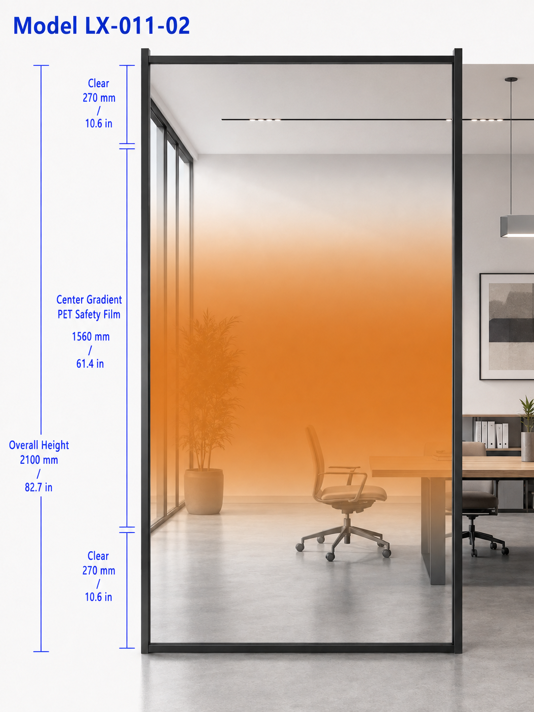 2.10m Width Center Frosted Gradient PET Safety Film-Model LX-011 thumbnail 3